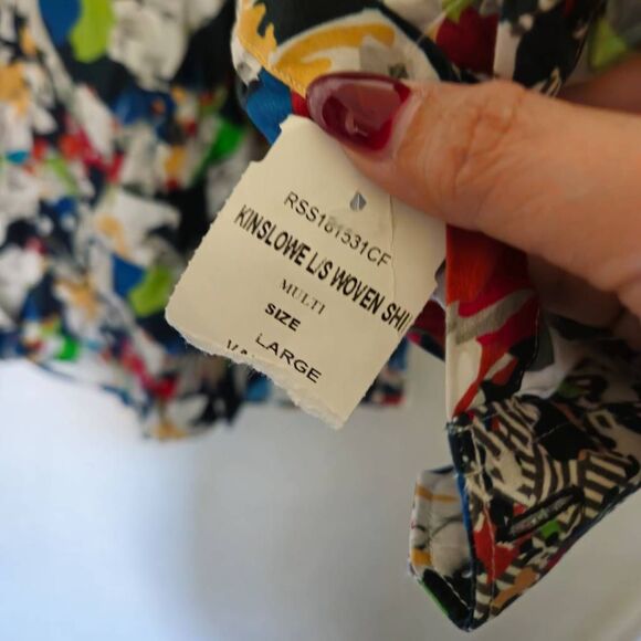 Robert Graham Kinslowe Mosaic Long Sleeve Button Front 100% Cotton Shirt sz L NW - Picture 5 of 8